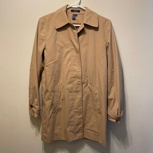 Chaps beige lined trench coat size small